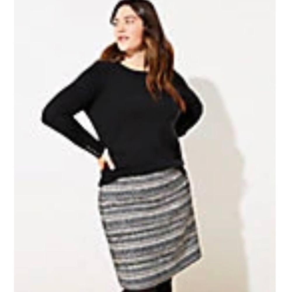 Loft Plus Shimmer Tweed Shift Skirt